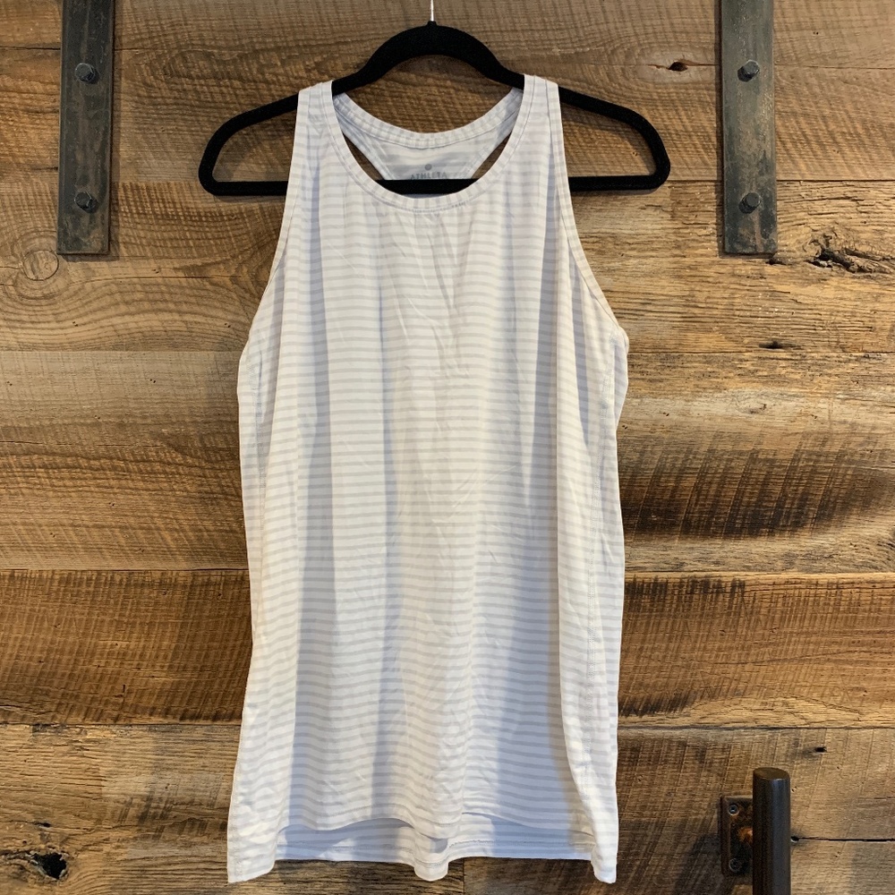 EUC – Athleta – High Neck Chi Tank – Heather Stripe – Large